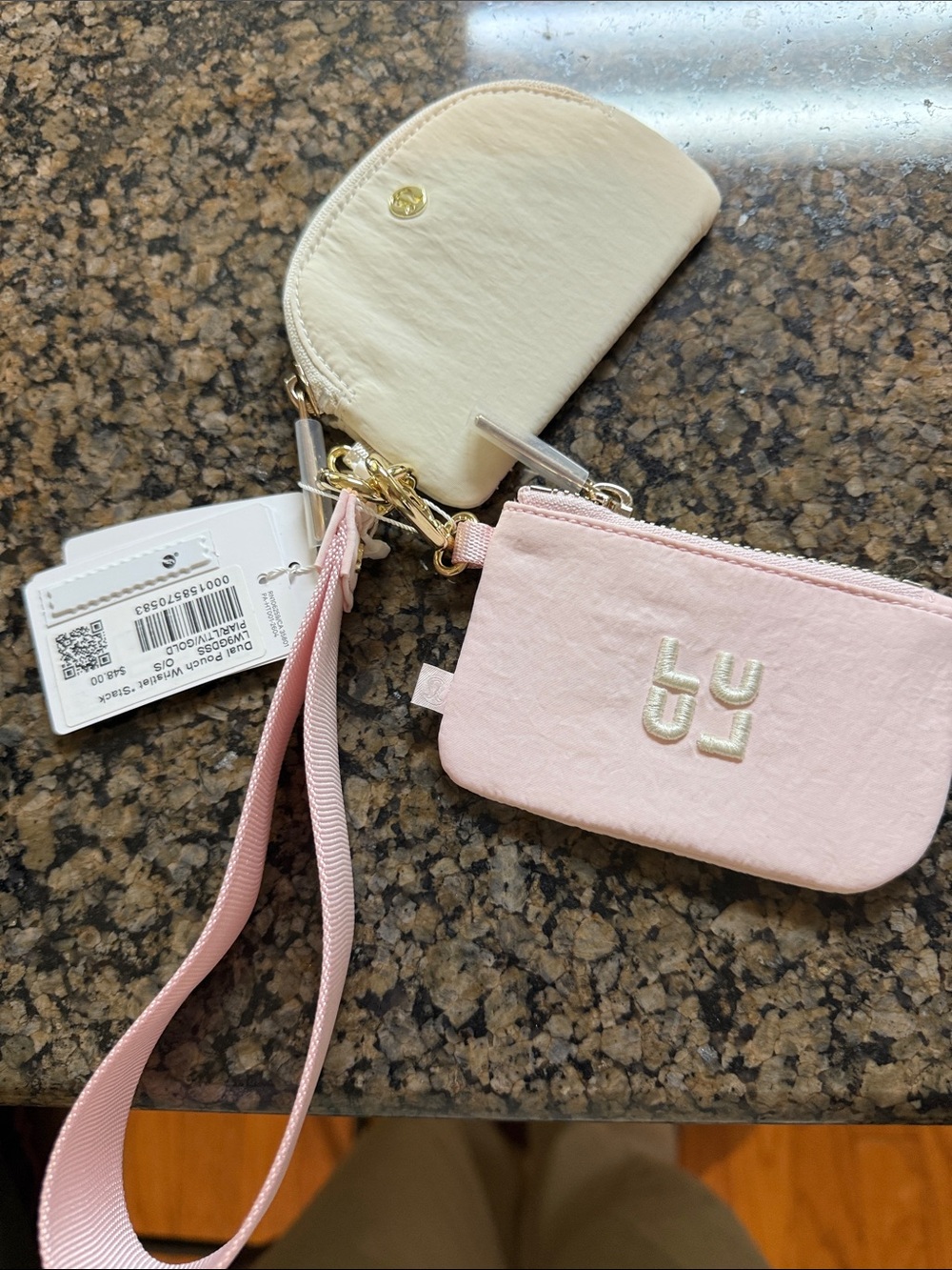 lululemon athletica Pink and Cream Mini Wristlet Key Pouch Set